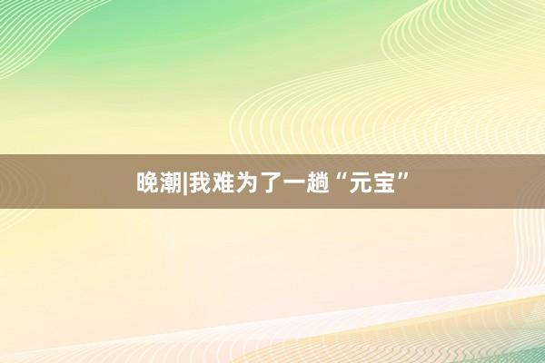 晚潮|我难为了一趟“元宝”