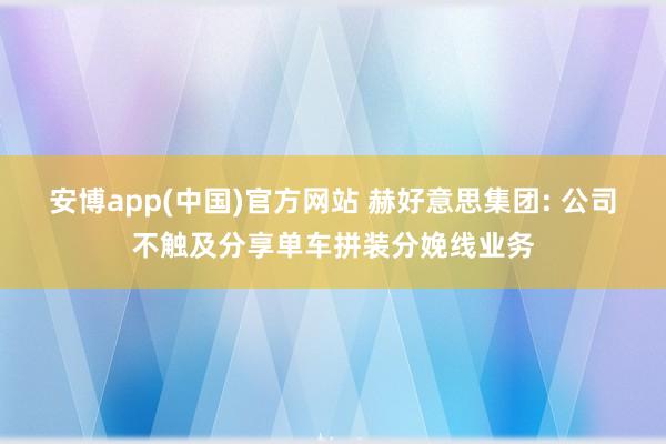 安博app(中国)官方网站 赫好意思集团: 公司不触及分享单车拼装分娩线业务
