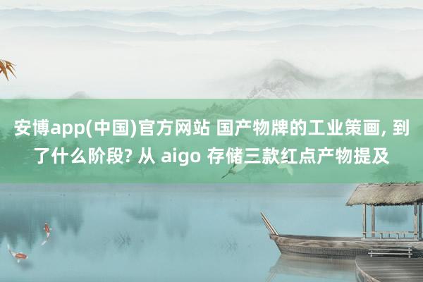 安博app(中国)官方网站 国产物牌的工业策画， 到了什么阶段? 从 aigo 存储三款红点产物提及