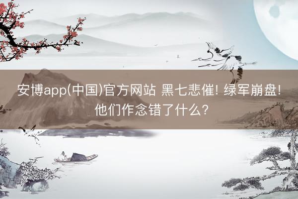 安博app(中国)官方网站 黑七悲催! 绿军崩盘! 他们作念错了什么?