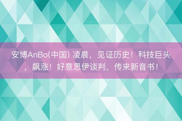 安博AnBo(中国) 凌晨，见证历史！科技巨头，飙涨！好意思伊谈判，传来新音书！